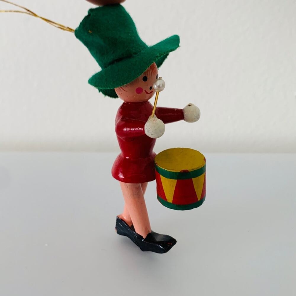 Vintage Drummer Boy Christmas Tree Ornament Hand Painted Handcrafted